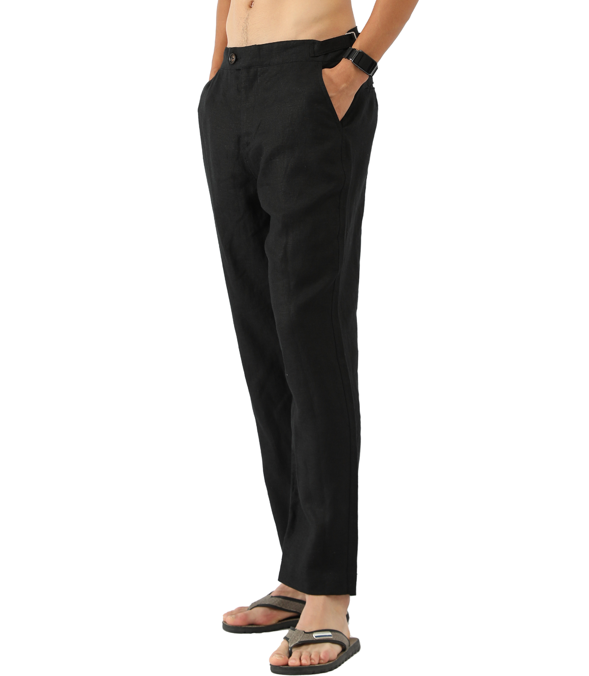Linen Pants with Adjustable Tabs
