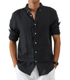 Slim Fit Linen Shirt  | Navy