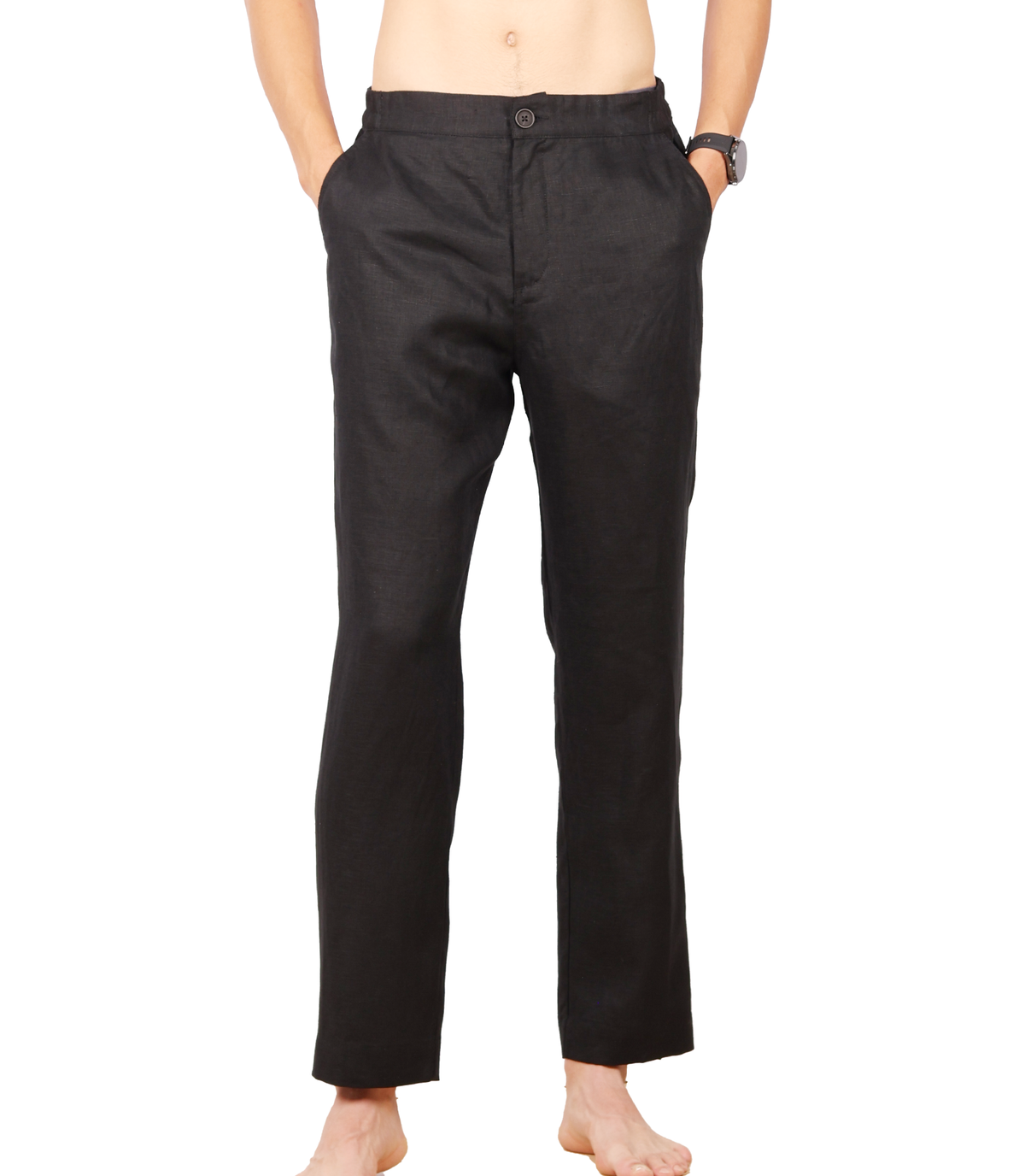Linen Pants Elastic  Waist
