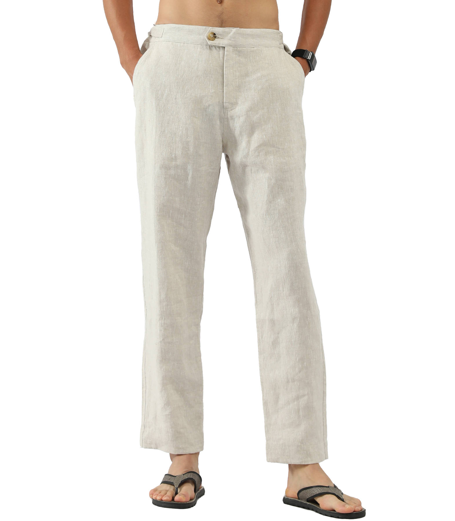 Linen Pants with Adjustable Tabs