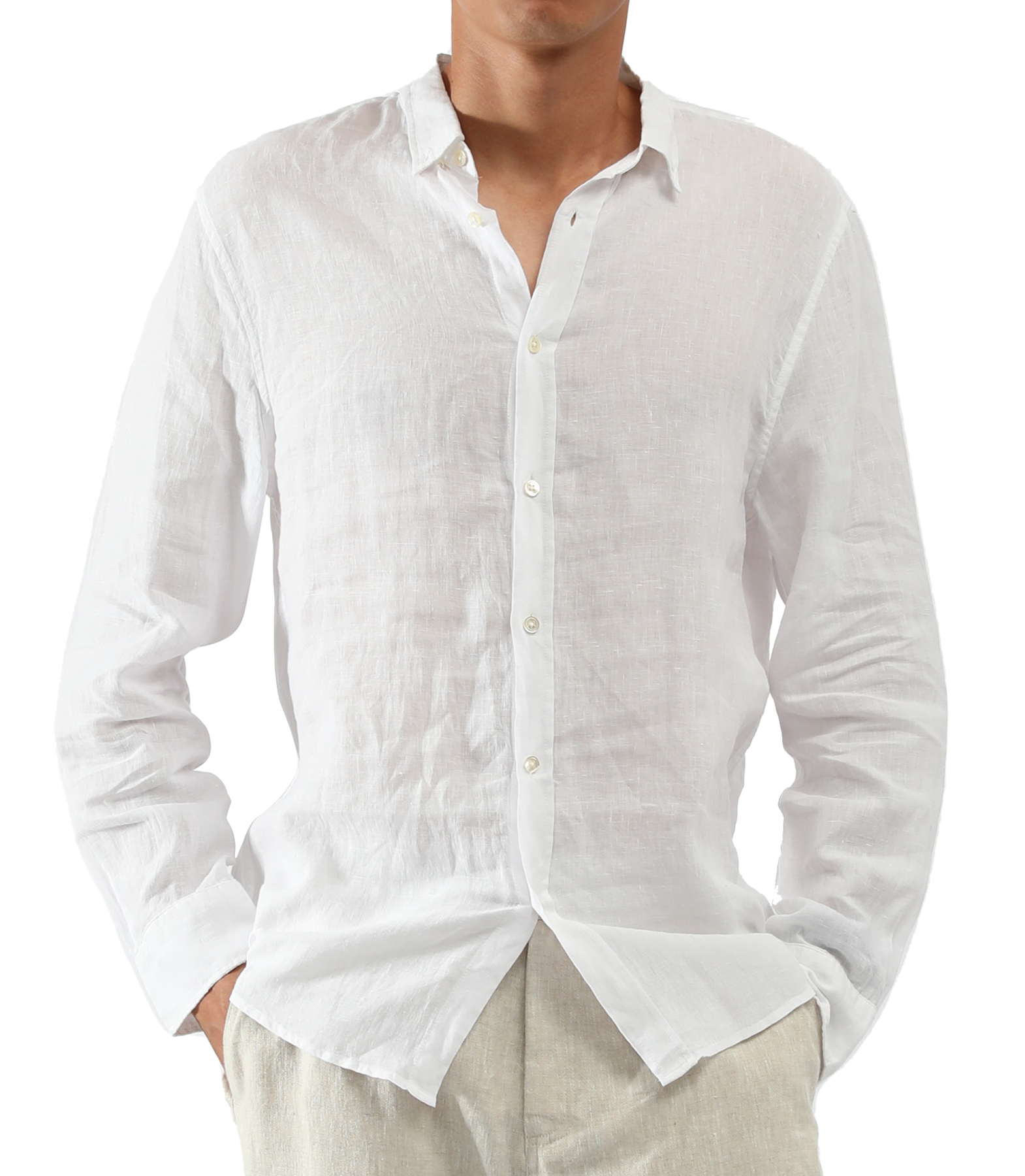 Slim Fit Linen Shirt  | Navy