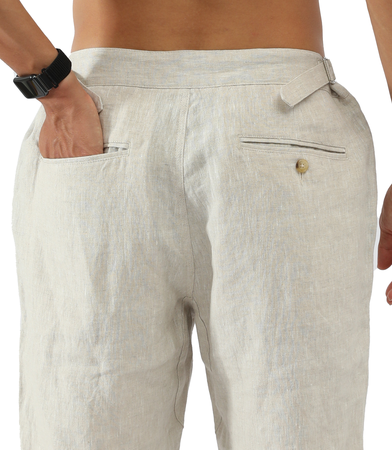 Linen Pants with Adjustable Tabs
