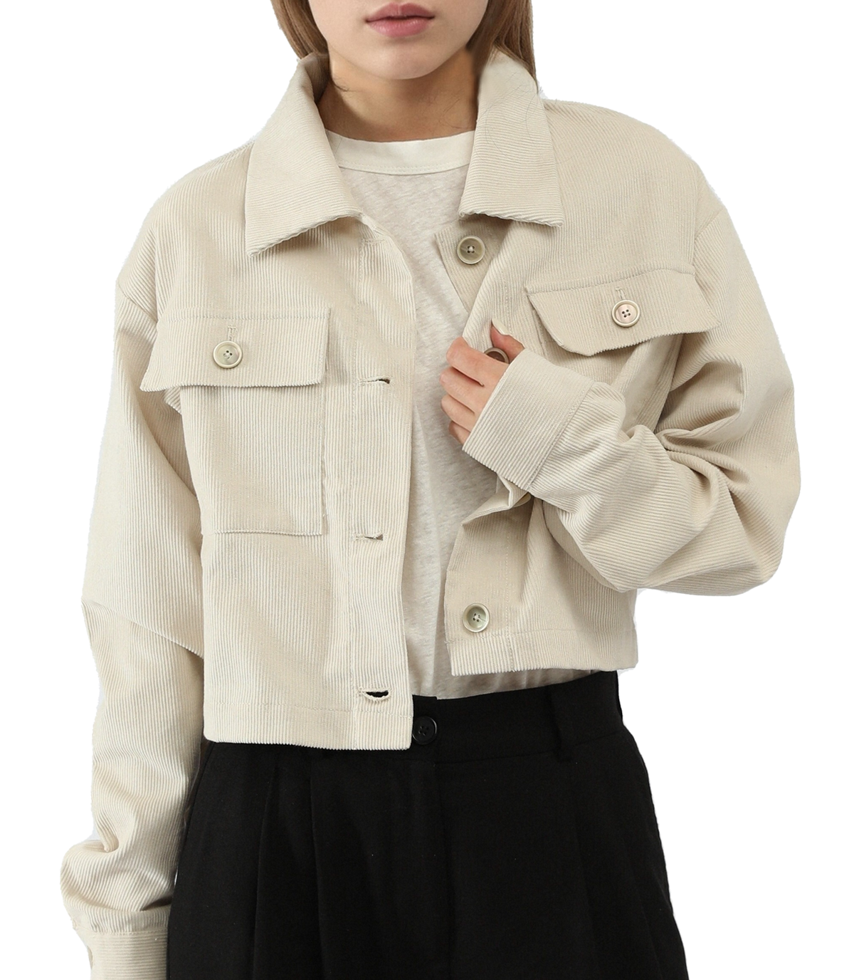 Cropped Corduroy Shacket