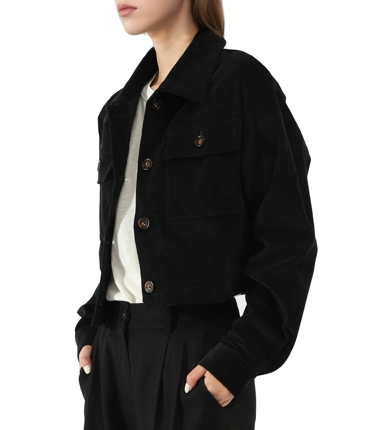 Cropped Corduroy Shacket