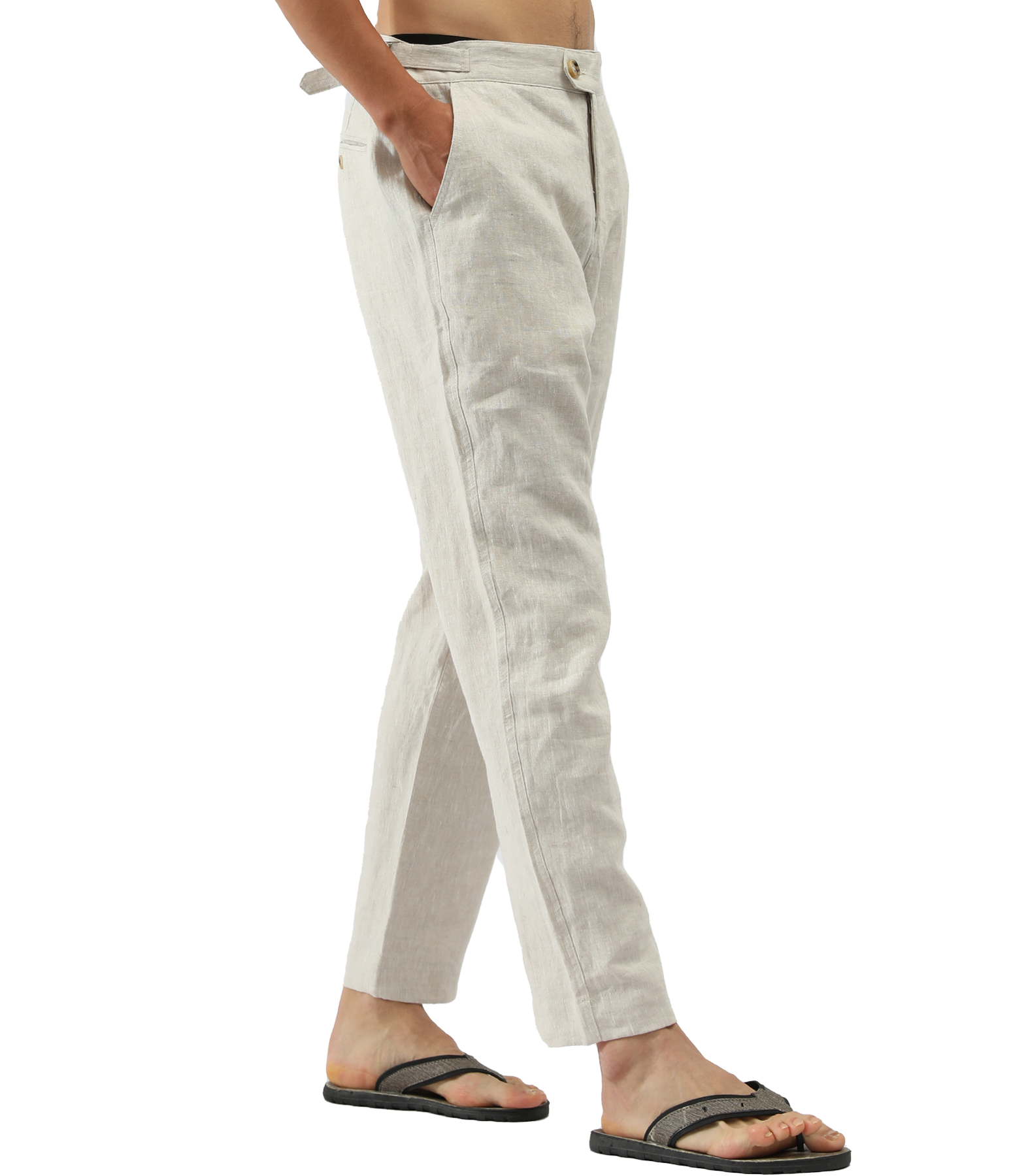 Linen Pants with Adjustable Tabs