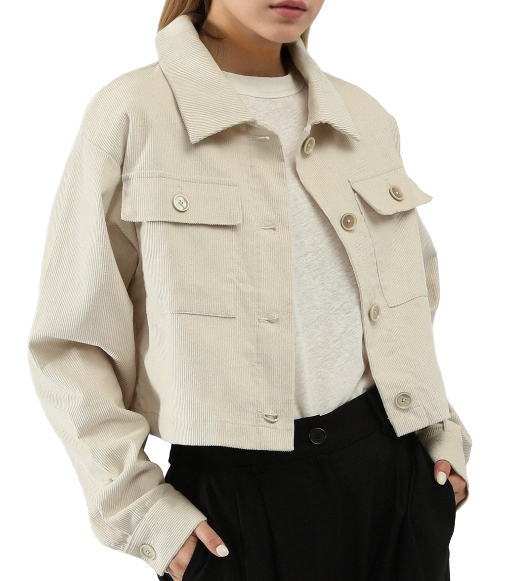 Cropped Corduroy Shacket