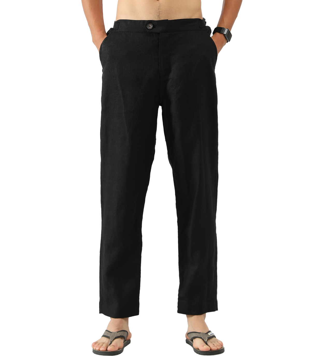 Linen Pants with Adjustable Tabs