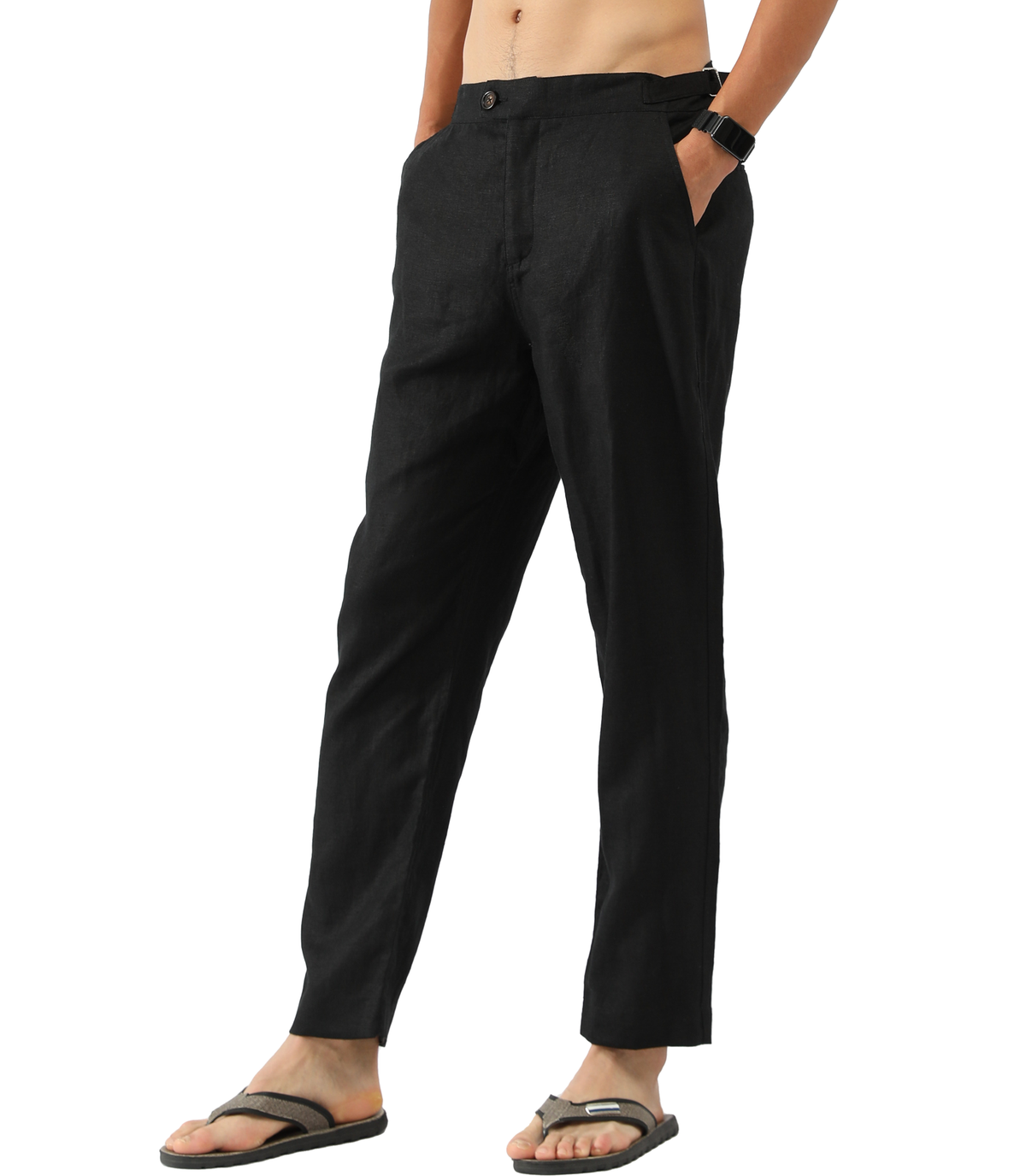 Linen Pants with Adjustable Tabs