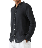 Slim Fit Linen Shirt  | Navy