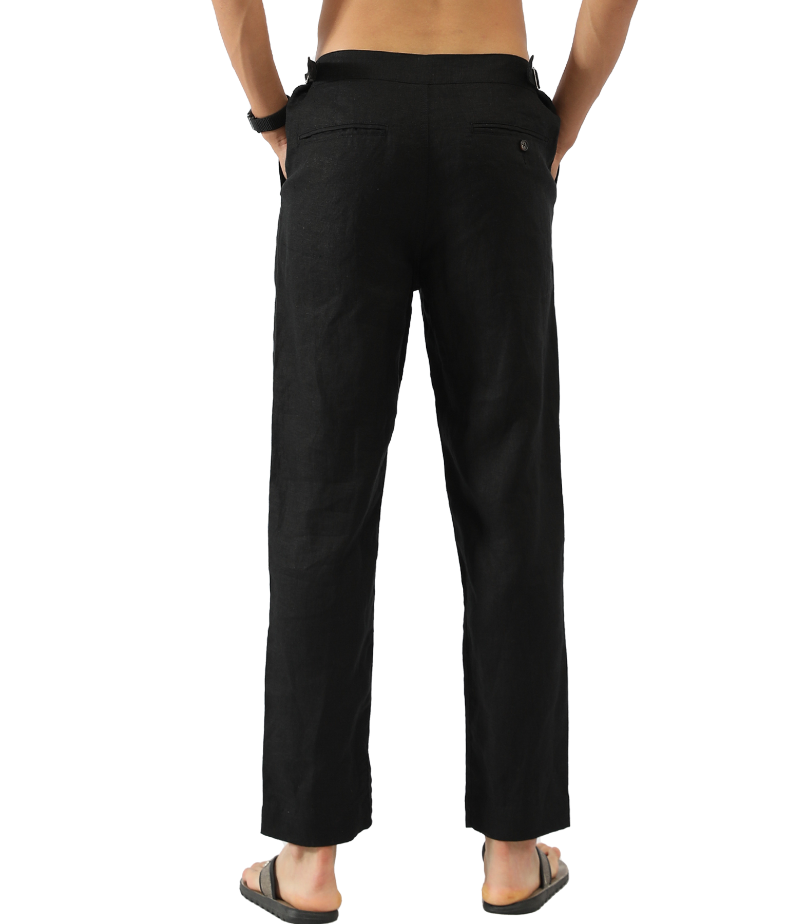Linen Pants with Adjustable Tabs