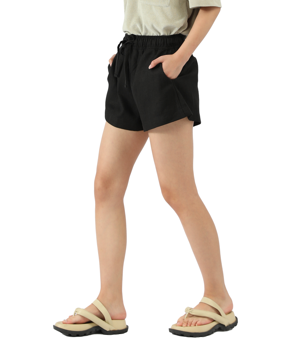 linen shorts for women #Black