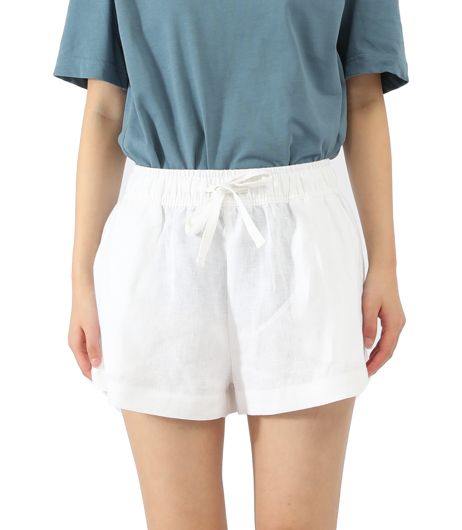 linen shorts for women #White
